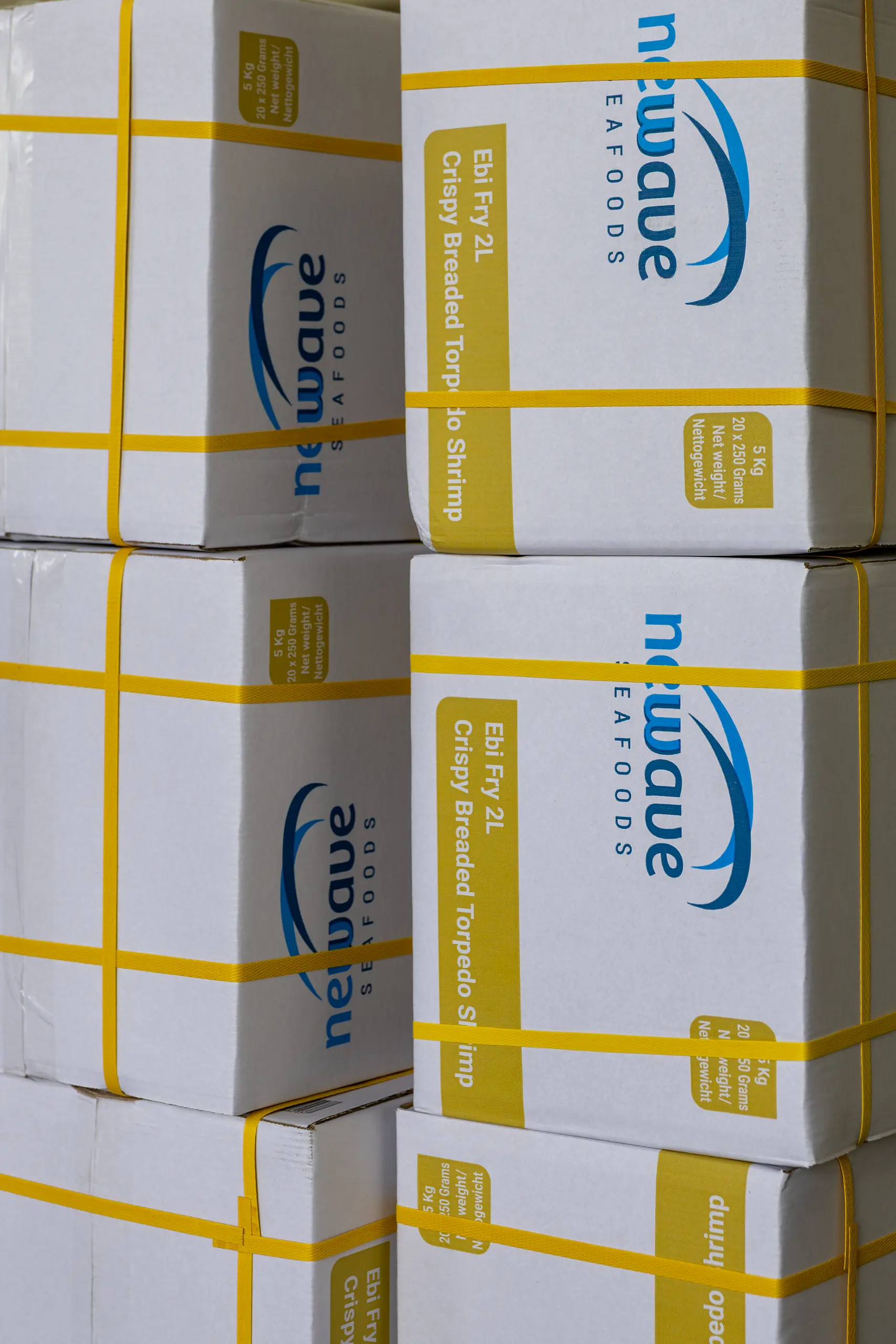 Een pallet garnalenproducten van Fix Fisch